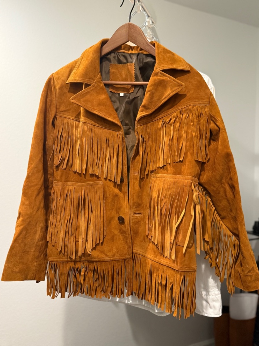 Fringe Suede Jacket in Cognac Brown - Women's Outerwear - Picture 2 of 14